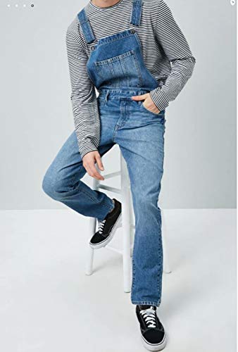 WSLCN Calça Jeans Suspensório Macacão Jeans Masculino com Alça Ajustável Azul Tamanho P