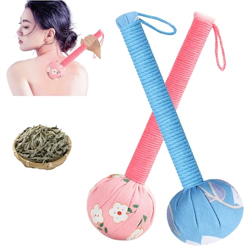 Traditional Moxa Stick Massager - Handheld Mugwort Massage Hammer for Pain Relief, Muscle Relaxation, Acupressure - Ergonomic Grip with US Design Patent (Blue, Pink)
