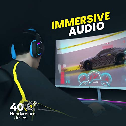 Zebronics Zeb-Rush (Blue) Premium Wired Gaming On Ear Headphone with RGB LEDs, Dual 3.5mm Jack, Converter Pin, Cushion Headband, Volume Controller,... - Image 4