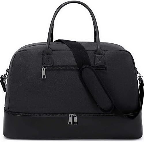 CAMTOP Weekender Bag Travel Duffle for Women Men Overnight Carry On Tote with Shoe Compartment and Luggage Sleeve(C-866D Black) 8 CAMTOP Weekender Bag Travel Duffle for Women Men Overnight Carry On Tote with Shoe Compartment and Luggage Sleeve(C-866D Black)