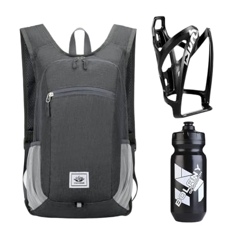 Fahrradrucksack Ultraleicht Trinkrucksack Fahrrad Mtb Wasserdicht Rucksäcke 15l & 610 Ml Fahrradflasche Leicht Getränkehalter Trinkflasche Flaschenhalter Mountainbikes Rennrad Sportrucksack Schwarz