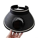 Jotekonoby Sombrero de sol con ventilador ventilado para mujeres y hombres, sombrero de verano con protección solar USB recargable integrada, transpirable para pesca (color negro)