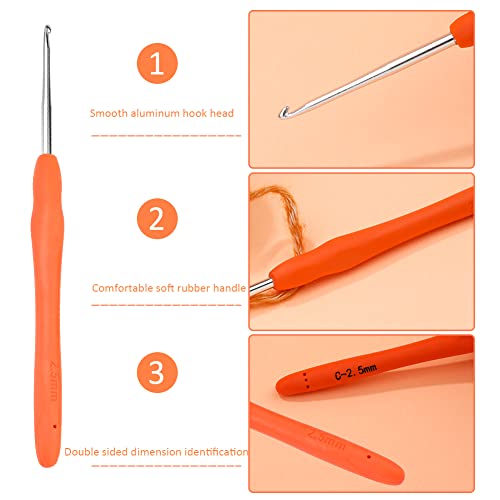 Image of Crochet Hook, 2.5 mm Ergonomic Crochet Hook, Crochet Needles for Arthritic Hands, Knitting Needles with Soft Handle Beginners and Experienced Hobbyists (2.5 mm)