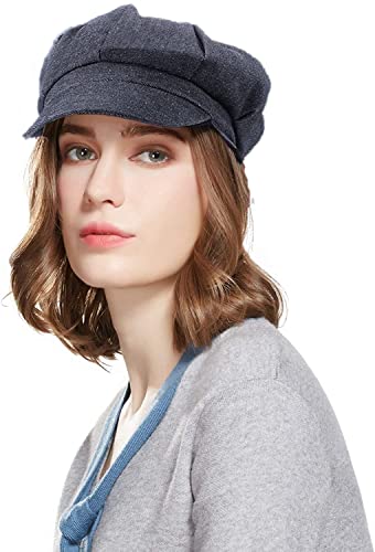 Ditard 2/4 Pieces Women Sboy Cap Adjustable Visor Beret Hats Sun Hat Beach Soft 8 Panels Cabbie Octagonal For Girls, 7 1/4-7 1/2, Blue-White, Gray-Black, Light Blue, Dark #TOP1