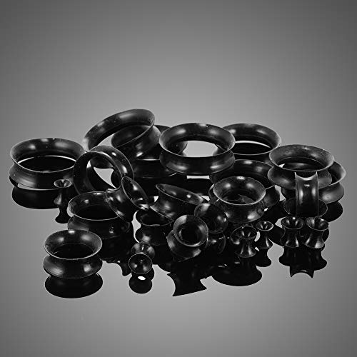 Xpircn 15 Pairs Thin Silicone Gauges Flexible Skin Ear Tunnles Plugs Double Flared Hollow Expander Ear Piercing Jewelry 3Mm-30Mm #TOP6