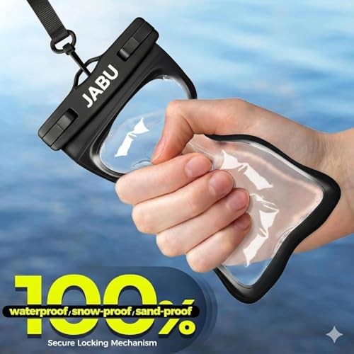 Image of JABU Waterproof Mobile Pouch for Rain Protection - Universal Underwater Phone Case for Swimming & Beach - Touch Sensitive IPX8 Mobile Cover for iPhone Samsung OnePlus - Black, Blue(2 Piece)
