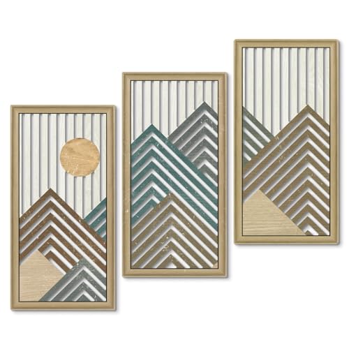 Panneaux muraux modernes triptyque montagne en MDF Putuo Decor