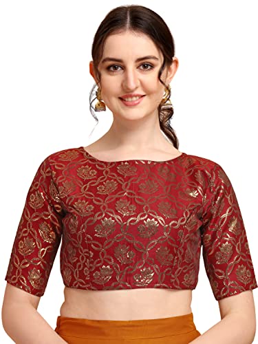 Image of OOMPH! Women's Art Silk Floral Half Sleeve Fitted Blouse