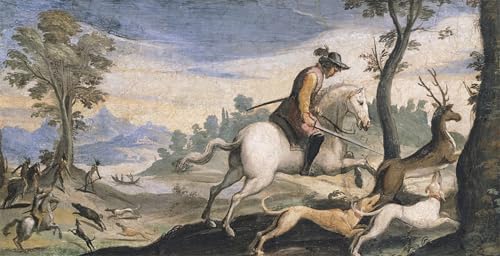 Affiche chasse au cerf Guercino pour sublimer la décoration d'un salon rustique