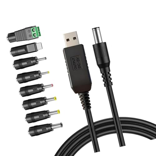 �}���`�f�o�C�X USB - DC5.5mm 5V / 9V / 12V �X�e�b�v�A�b�v�R���o�[�^�P�[�u���A���[�^�[�p 8 �A�_�v�^�[�t�� LED �X�g���b�v�A�J�����̏[�d�ɂ̓f�W�^���f�B�X�v���C�[�d�킪�K�v