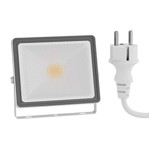 ledscom.de Foco LED de jardín FLIN para exteriores, IP66, enchufable, 11,5 W, 837lm, blanco cálido