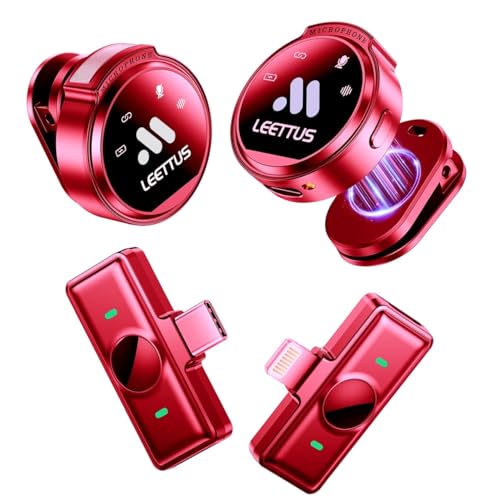 Leettus 2pcs Lavalier Wireless Microphone for iPhone 7-14/15/16,Android, Tablet,iPad Video...