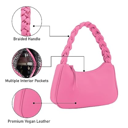 Emperia Braided Top Handle Shoulder Bag For Women, Trendy Designer Small Hobo Tote Handbag - Image 4