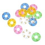 OUNONA 15個充気ミニ游泳リング インフレータブルプール装飾 可愛いアヒルプリント キッズプレイ用 小型スイミングリング どるはうす用写真小道具