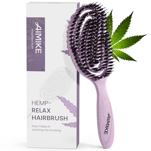 AIMIKE Hair Brush, Dual Soft Boar & Nylon Bristles HairBrush for Fine Hair, Shine Boost & Frizz...