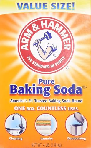 Arm & Hammer Bicarbonato de Sodio 4 LB (1,81 kg) | 100% Bicarbonato de Sodio Puro | Uso Versátil para Repostería, Limpieza del Hogar y Neutralización de Olores | Con Pegatinas Kajal Sticker