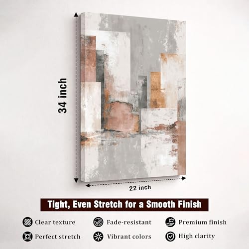 Image of Modern Abstract Stretched Canvas Painting For Living Room | Multicolor Abstract Stretched Canvas Wall Art For Livingroom Home Decor, Bedroom, Hallway's, Office, Hotel - 56x86 cm