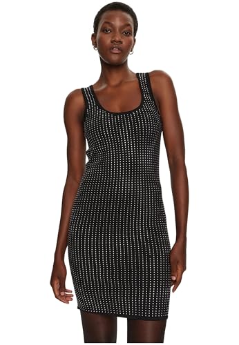 Miscela di viscosa riciclata MICHAEL KORS Abito con spalline in maglia elastica con borchie colore nero, Nero , L