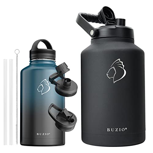 Buzio Vacuum Insulated Stainless Steel Water Bottle 64Oz 1.5 Gallon Jug, Bpa Free Double Wall Water Flask With Carrying Pouch Double Hot Cold Water Bottles #TOP24