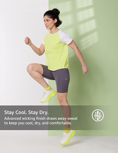 Image of Symbol Premium Women's Solid Regular Fit Sports Stretch T-Shirt | Round Neck | Raglan Sleeve | Moisture-Wicking | Activewear | Running | Gym | Plain (Available in Plus Sizes)