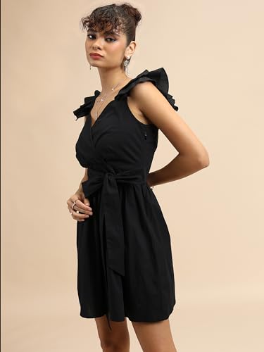 Image of Tokyo Talkies Women's Sleeveless V-Neck Solid Dresses | Stylish Dresses | Casual Dresses