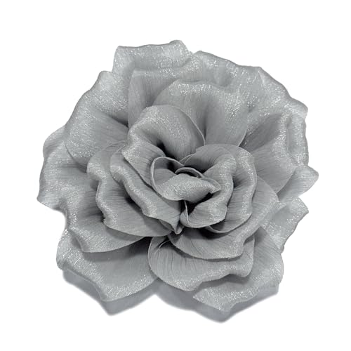 Image of Flash Camellia Flower Brooch Pin for Women Men Elegant Texture Fabric Dahlia Rose Floral Brooches Lapel Pins Dainty Wedding Holiday Party Costume Dress Accessories Jewelry