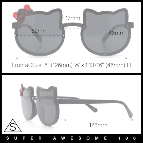 SA106 Kids Size Girls Cute Bow Tie Kitty Ear Rimless Plastic Sunglasses3