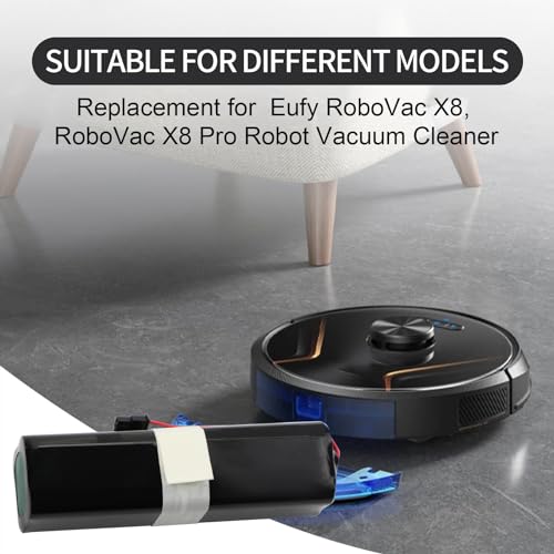 Image of Battery Replacement for Eufy RoboVac X8, X8-T226X, RoboVac-X8-Hybrid White, RoboVac X8 Pro SES Self-Empty Station Robot Vacuum Cleaners Part Number: PA61 Upgraded Battery Pack 14.4V 6400mAh 92.16Wh