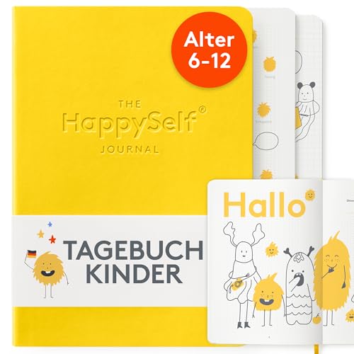 HappySelf Das preisgekrönte Tagesjournal im Alter von 6-12 Jahren zur Förderung des Glücks zur Entwicklung positiver Gewohnheiten [Deutschsprachige Ausgabe] für Kinder (Gelb)