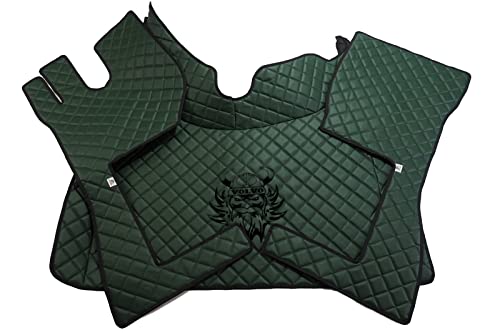 KRAM-TRUCK Alfombrillas Acolchadas y Bordadas Compatible con Volvo FH4 ​​a Partir de 2013 Modelo con Caja de Cambios Automática en el Suelo sobre la Espuma 10 mm Color Verde