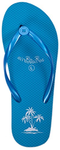 AIREE FAIREE Chanclas Mujer Para Playa y Piscina -Patrón de Palmera Azul - EU 38-39 Cover