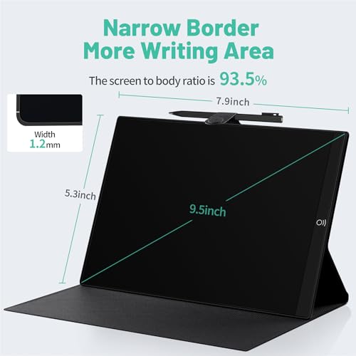 Image of LCD Writing Tablet for Adults: 9.5 Inch with Leather Cover Case Reusable Portable Use for Office Study Teaching