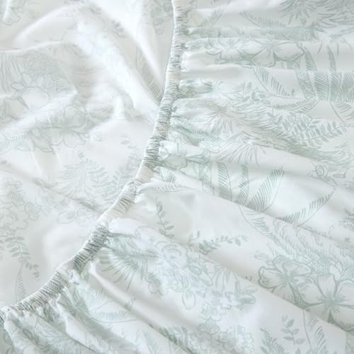 Image of Tommy Bahama - Queen Sheet Set with Fitted Sheet & Pillowcases, 100% Cotton Percale Bedding, Crisp & Cool, Deep Pocket, Dorm Room Essentials, Pen and Ink Palm