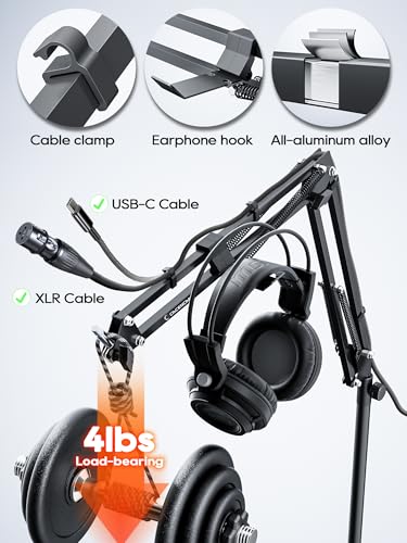 Bras de microphone de bureau pour streaming jeux et podcasting en studio de création - 6