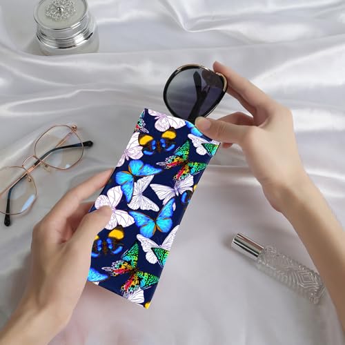 Image of Anikathy 2Pcs Sunglass Eyeglass Glasses Case Soft PU Leather with Cleaning Cloth Cute Glasses Pouch Bag for Men Women Girs