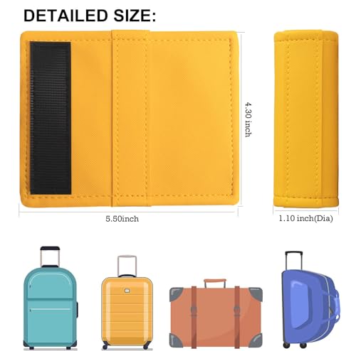 Luggage Handle Wrap 5 Pack-Leather Luggage Handle Wraps for Suitcase/Handbag/Duffel Bag/Car Bright Luggage Identfier/Handle Covers/Grips Luggage Accessories for Travel 3.0 (Yellow)2
