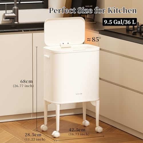 Caneca de basura con tapa pop-up y ruedas 9.5 galones miniatura 2