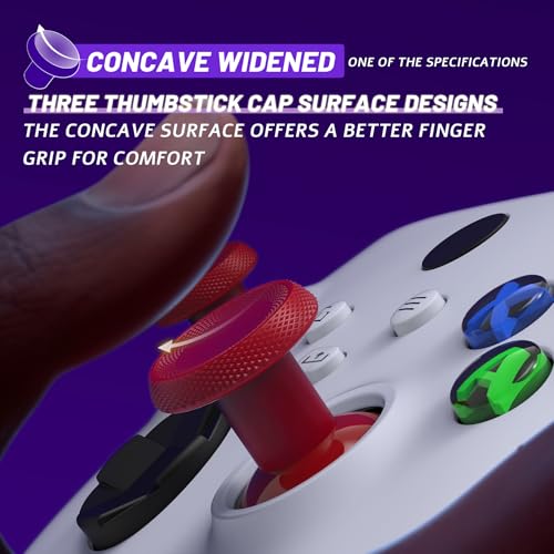 Image of eXtremeRate ThumbsGear V3 Interchangeable Thumbsticks for Xbox Core Controller, 4 Height Adjustable Convex and Concave Grip Joysticks for Xbox One S /X /Elite, for Nintendo Switch Pro - Carmine Red
