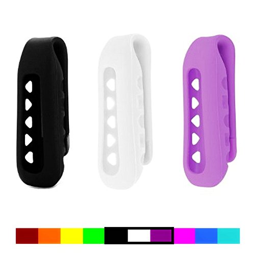 Dunfire Colorful Replacement Clip Holder for Fitbit One Wireless Activity Plus Sleep Tracker (3PCS - Royal Black&White&Jewel Purple)