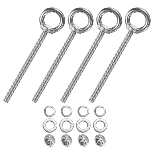 M METERXITY 4-Sets Stainless Eyebolt M8x120mm Shoulder Lifting Eye Bolt with Nuts Washers Male Screw Thread Ring Shoulder Eye Bolts Length 4.72 Inch for Suspending/Fastening