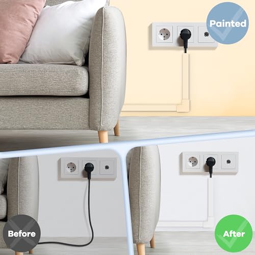 Image of One-Cord Hider Kit, 126in Cable Covers for Wires on Wall, Mini Wire Hider for Wall Mounted TV, White Cable Raceway, Paintable Cord Cover Cable Management for Home Office, 8 x L15.7in W0.6in H0.4in