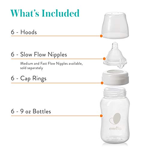 Evenflo Feeding Premium Proflo Venting Balance Plus Wide Neck Baby, Newborn and Infant Bottles - Helps Reduce Colic - 9 Ounce (Pack of 6) - image 5