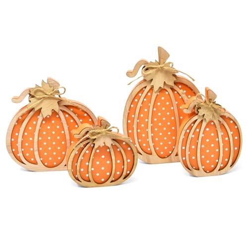 Gift Boutique 4 Pcs Thanksgiving Pumpkin Wooden Table Decorations Fall
