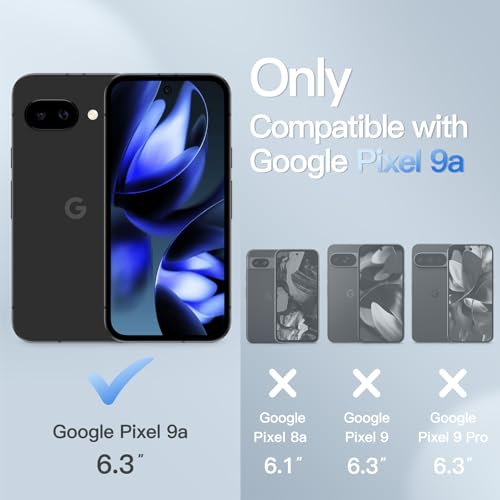 Image of JETech Matte Cover Case for Google Pixel 9a 6.3-Inch 2025, Frosted Translucent Back Protective Slim Phone Cover, Anti-Fingerprints (Black)