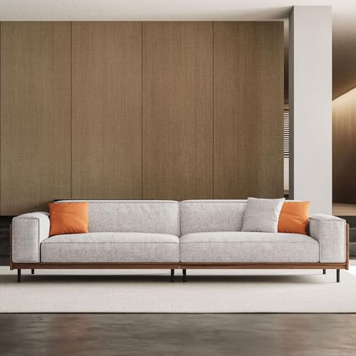 Modern 4-Seater Upholstered Fabric Sofa for Living Room –111.81 inch Comfortable Timecloud Couch with Wood Frame and Metal Legs, Easy Assembly, Ideal for Office, or Living Room, Gray - Image 3
