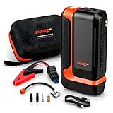 Arrancador de Coche con Compresor 12V, 2000A Pico (1000A), 16000mAh, Inflador 10,3 Bar, Power Bank USB-C, Linterna LED, Kit de Emergencia Portátil con Maletín JS-16C