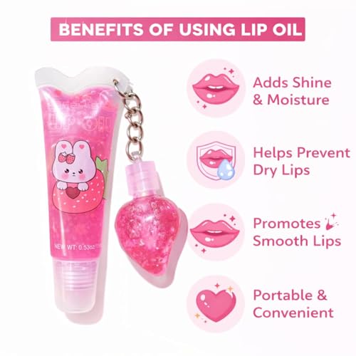 Image of 2 in 1 Cute Tube Design Lip Gloss Keychain for Soft & Nourished Lips - Highly Pigmented Lip Gloss for Girls - Perfect Lipgloss Women Accessory