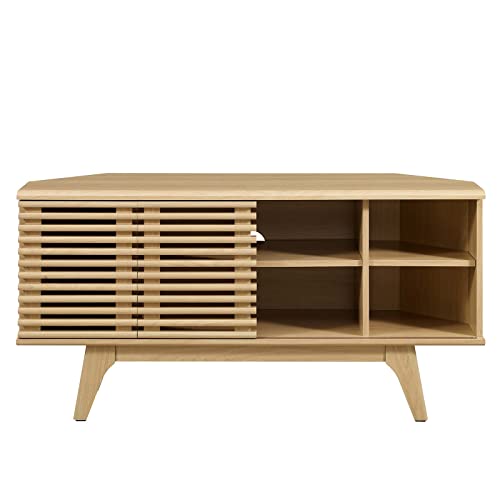 Modway Render Mid-Century Modern Low Profile 46" Corner Media Tv Stand In Oak #TOP5