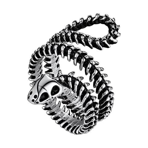 Anillo Promesa Novio con Huesos de Serpiente Cobra Gotico Solido Cover