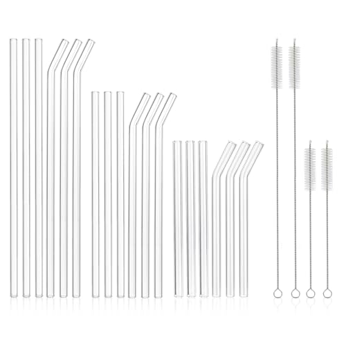 [22 Pcs] Reusable Glass Straws Shatter Resistant...